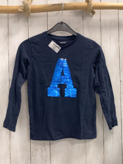 Vertbaudet  Langarmshirt  Gr. 122  blau Pailetten"A" Captain America 