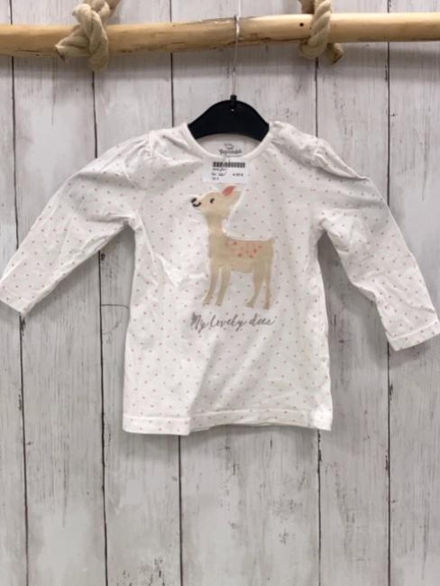   Langarmshirt  Gr. 80  weiß Rek rosa Punkte silber Glitzerschrift 