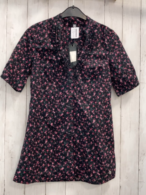 neu  Longbluse  Gr. 158/164  schwarz rot rosa Blumen 