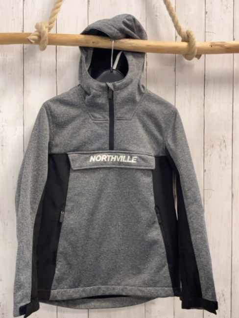 Northville  Softshelljacke  Gr. 140  grau schwarzer Seitenstreifen + Reißverschluss Kapuze 