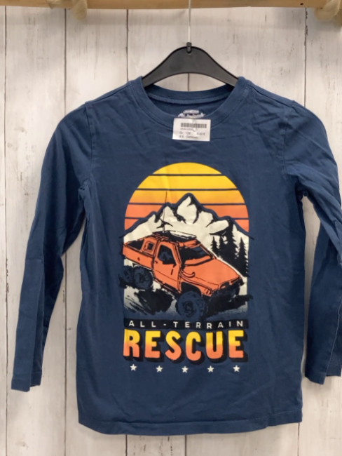 Oshkosh  Langarmshirt  Gr. 128  blau oranger Jeep Berge Sonne chrift 