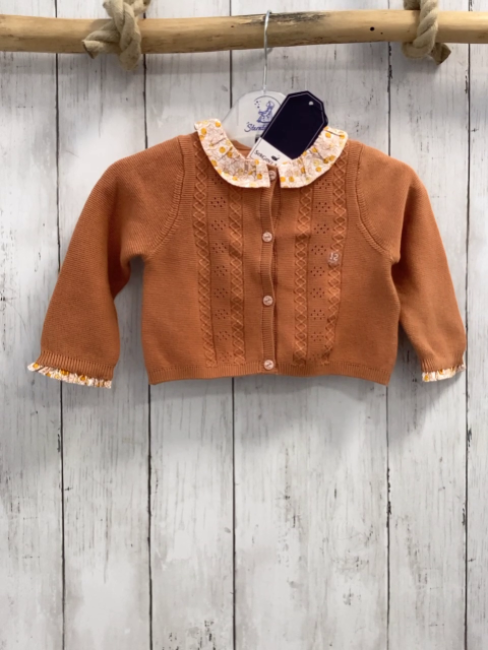 neu Sergent Major  Strickjacke  Gr. 74  rost Zöpfe Lochmuster weißer Kragen mit Früchten NP 25,99 ³ 