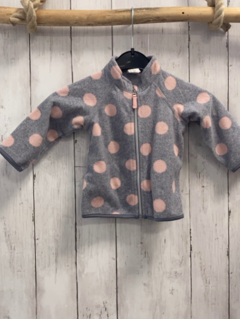 H&M  Fleecejacke  Gr. 68  grau Fleece rosa Punkte 