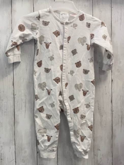 H&M Schlafanzug Gr. 80  weiß Tierköpfe