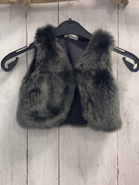 H&M Weste Gr. 80  grau Plüsch