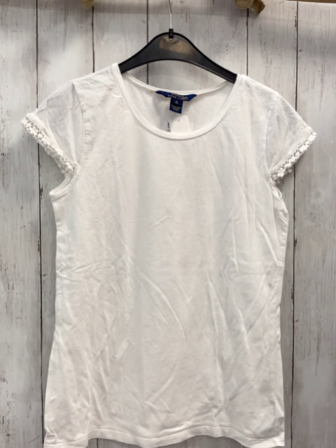 Ralph Lauren  T-Shirt  Gr. 158  weiß Bund mit Blumenhäkelei 