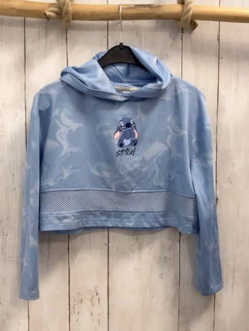 Stitch  Langarmshirt Gr. 134  hellblau bunt Kapuze Stitch 