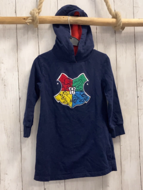  Kleid Gr. 116  blau Harry Potter Wappen Kapuze