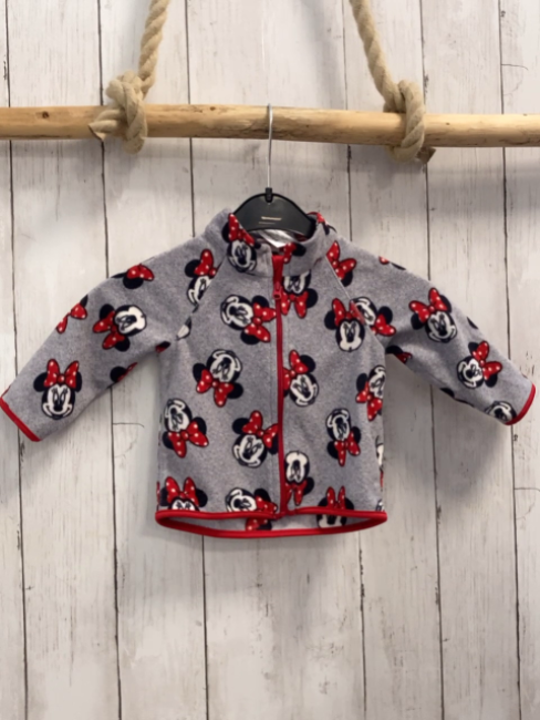 H&M Fleecejacke Gr. 68  grau Minnie Mouseköpfe roter Bund