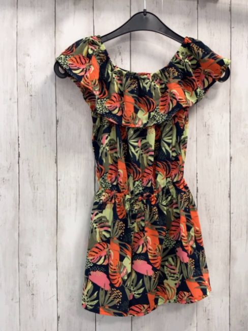 Name it  Playsuit  Gr. 128  schwarz orange mint oliv hellrote Blätter 