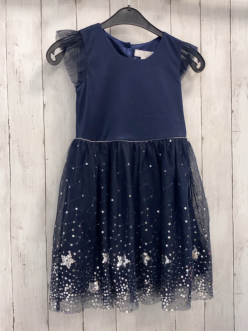 Camilla  Kleid  Gr. 122  blaues Oberteil Tüllüberrock mit silber Pailetten 