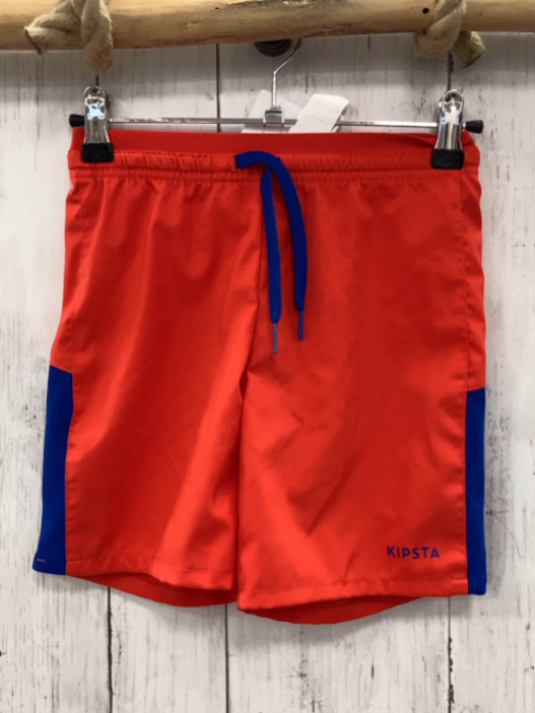 Decathlon  Sportshorts Gr. 134  hellrot blauer Seitenstreifen + blaue Kordel