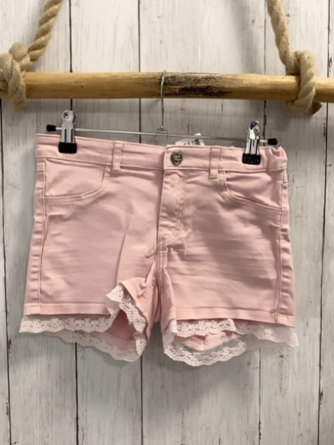 H&M  Shorts  Gr. 140  rosa Spitzensaum mit Blumenstickerei 