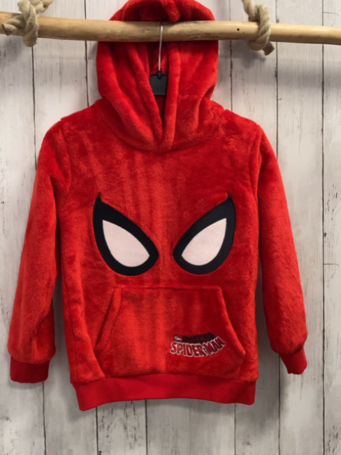 H&M  Pullover  Gr. 122/128  rot Plüsch Kapuze Spiderman 
