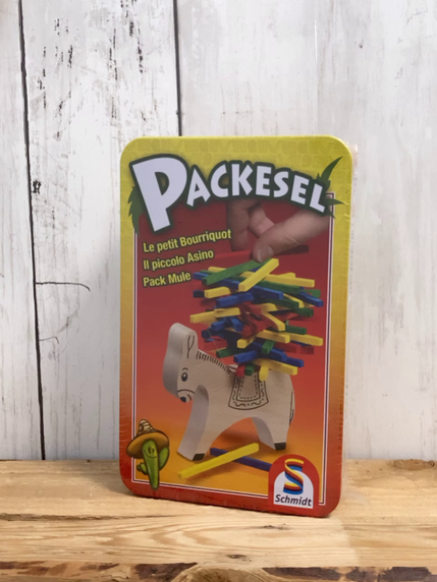 neu  Spiel  Packesel Blechdose 