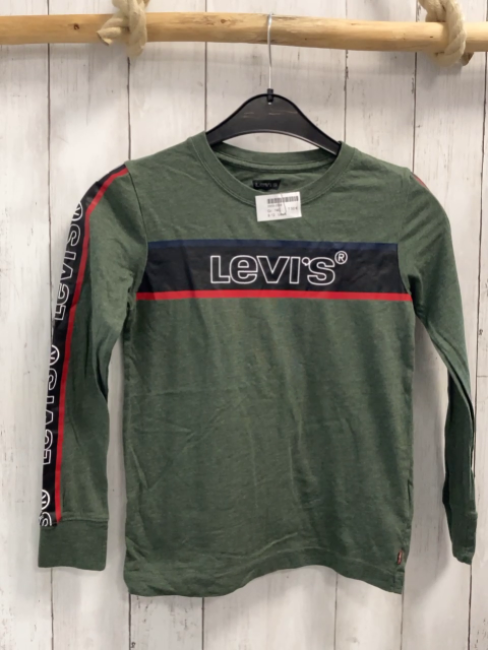 Levi´s  Langarmshirt Gr. 140  kiwi schwarz Balken mit rot / blauem Rand + weißer Schrift 