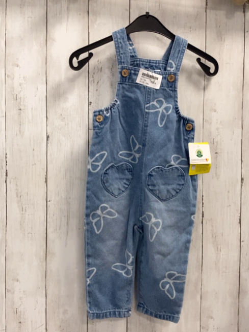 neu Latzhose  Gr. 74  blau jenas weiße Schmetterlinge 