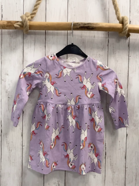 H&M  Kleid  Gr. 92  lavendel Einhörner 