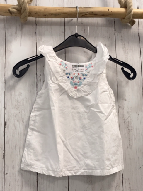 Sergent Major  Sommerbluse  Gr. 98  weiß Rüschen Gestickte Blumen + Schmetterlinge 