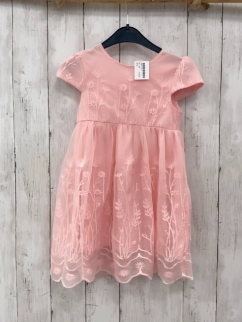   Kleid  Gr. 98  rosa Tüllüberkleid mit Blumenstickerei 