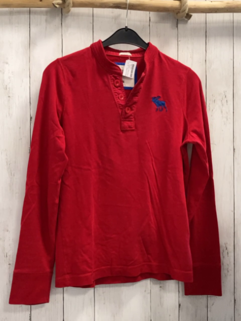 Abercrombie  Pullover  Gr. 164/170  rot Knopfleiste blauer Elch
