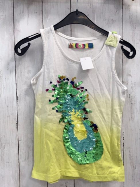 Desigual  Top  Gr. 122  weiß gelb Pailetten-Ananas 