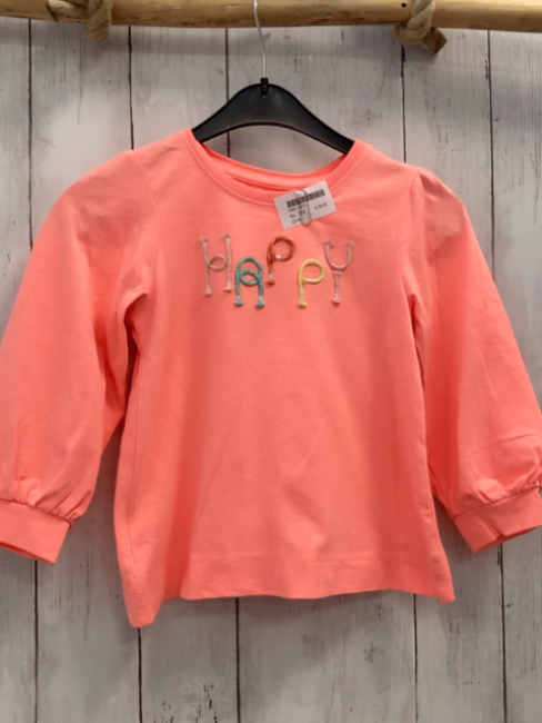   Langarmshirt  Gr. 110  koralle bunte Schrift 