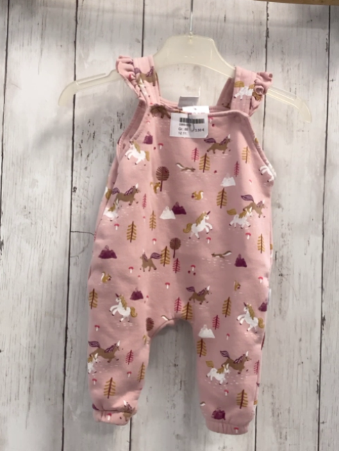   Latzhose  Gr. 68  rosa Einhörner Tannen 