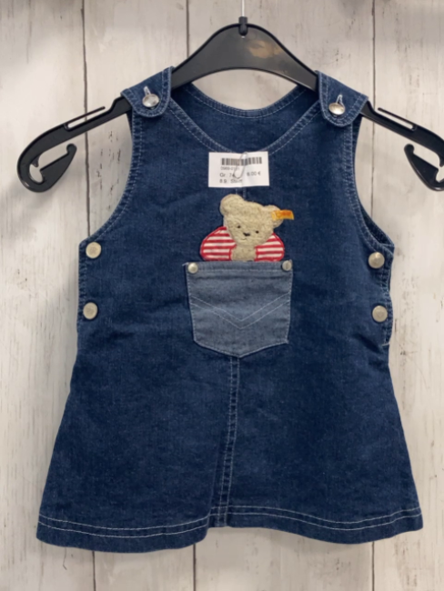 Steiff  Kleid  Gr. 74  blau Jeans Brusttasche Bär 