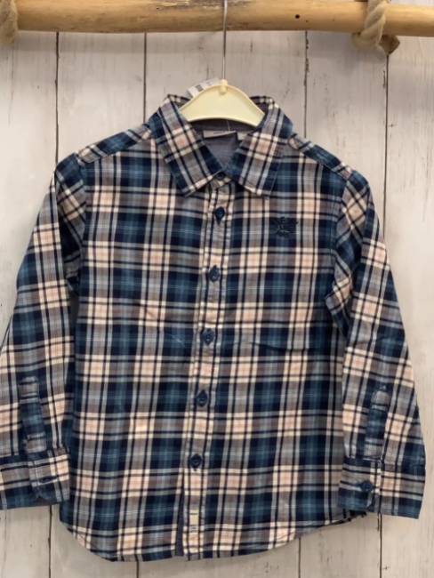 Mexx  Hemd  Gr. 98  petrol blau grau weiß rot kariert 