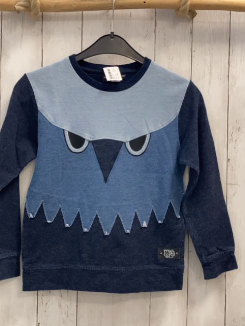 Molo  Pullover  Gr. 128  blau hellblau Tiergesicht 