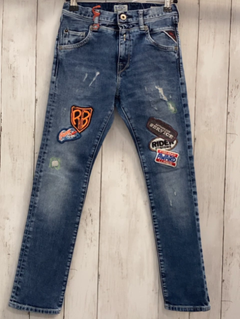 Replay  Hose  Gr. 128  blau jeans Aufnäher Bund verstellbar
