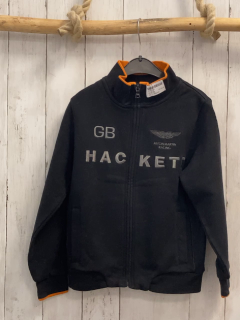 Hacket  Sweatjacke  Gr. 128  schwarz orange Bund graue Schrift 