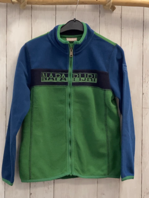 Napapijri  Fleecejacke  Gr. 140  blau hellgrün Schrift 