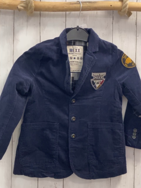 Mexx  Jacket  Gr. 104  blau Kord karierte Aufnäher 