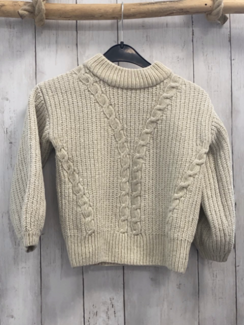   Pullover  Gr. 116  beige Strick Rippen Zöpfe 
