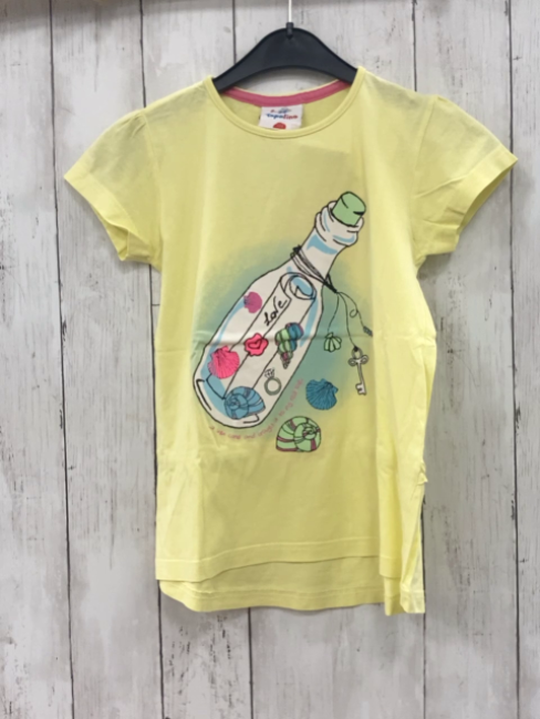   T-Shirt  Gr. 122  gelb Flasche mit Flaschenpost 