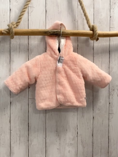  Wendejacke Gr. 56  weiß graue Sterne + rosa Plüsch