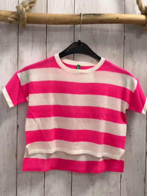 Benetton T-Shirt  Gr. 92  pink weiße Streifen Strick 