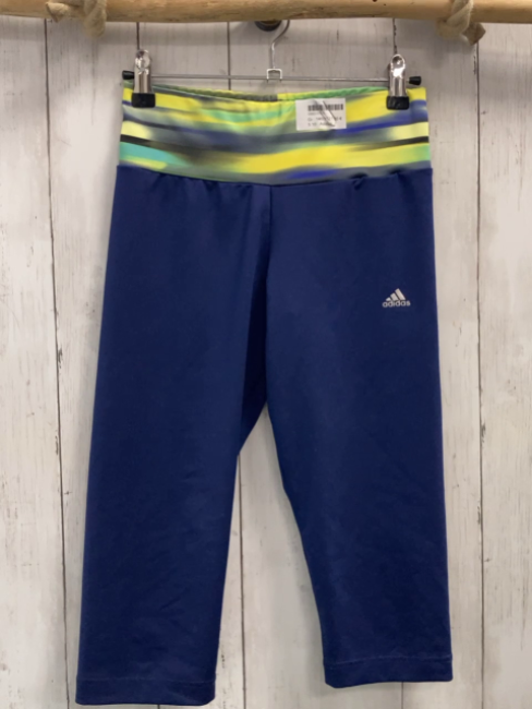 Adidas  Sportleggings  Gr. 146/152  blau + hellgrün gelb grauer Streifenbund
