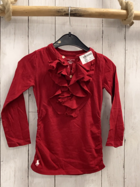 Ralph Lauren Langarmshirt Gr. 92  rot Rüsschen