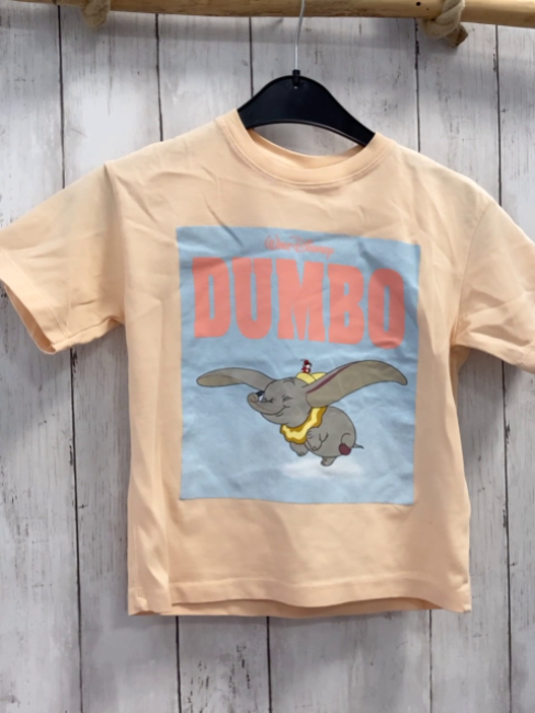 Zara  T-Shirt  Gr. 122  heller apricot ton hellblaues Bild mit Dumbo