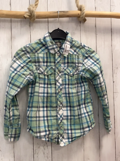 H&M  Hemd  Gr. 128  mint grau hellblau weiß kariert