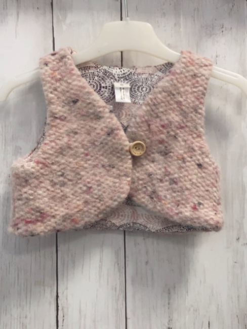   Weste  Gr. 86  rosa bunt meliert Handmade 