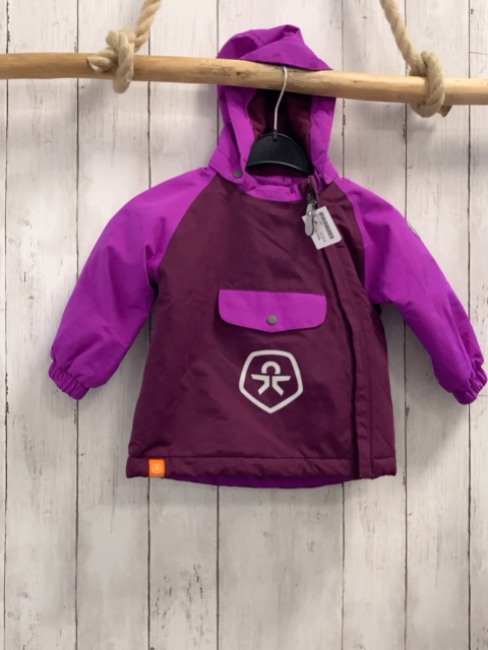 Color Kids  Winterjacke  Gr. 86  weinrot pink silber Druck 
