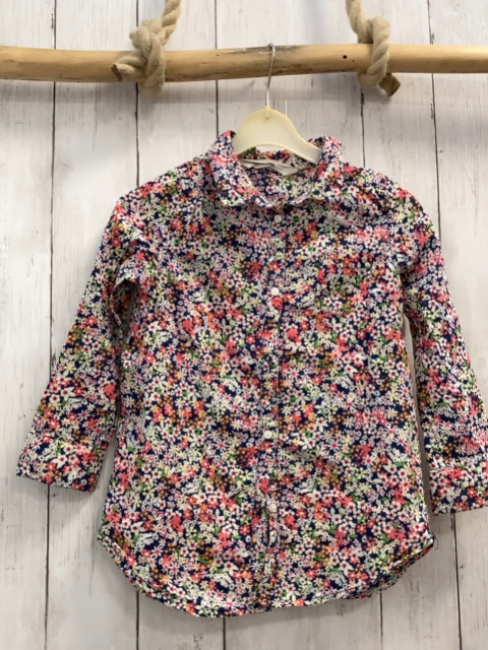 H&M  Bluse  Gr. 104  blau bunte Blumen 