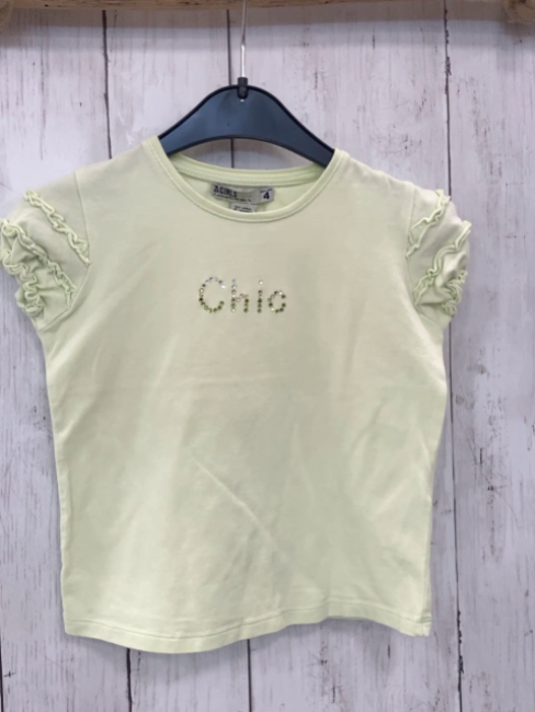 Zara  T-Shirt  Gr. 98  hellgrün Schrift aus Steinen 