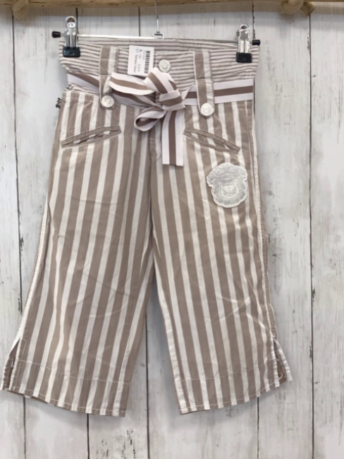 Barbara Färber  Caprihose  Gr. 116  sand weiße Streifen mit Gürtel 