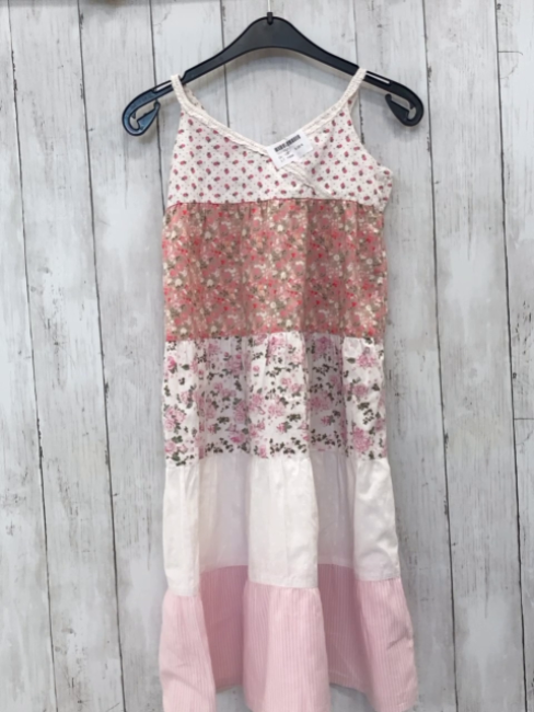 H&M  Kleid  Gr. 128  weiß graue Streifen mit Blumen + rosa weiße Streifen 