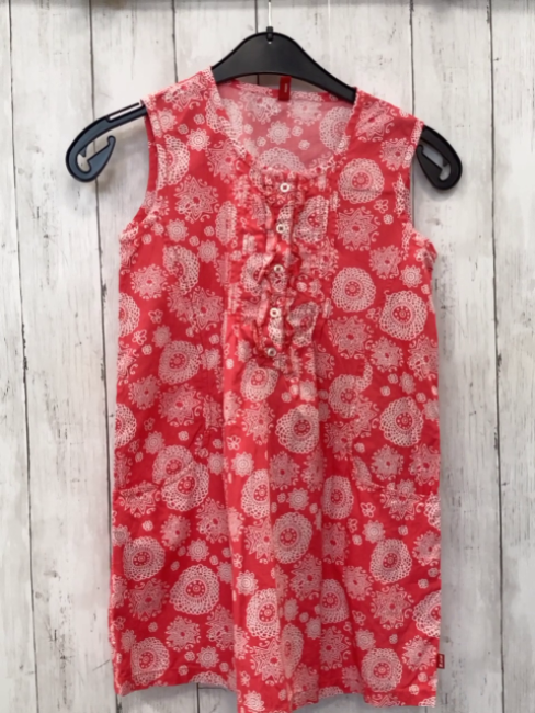 Fitz  Kleid  Gr. 140  rot weiße Blumen Rüschen 